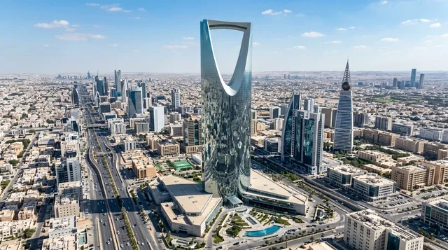 أفق مدينة الرياض وبرج المملكة في المملكة العربية السعودية