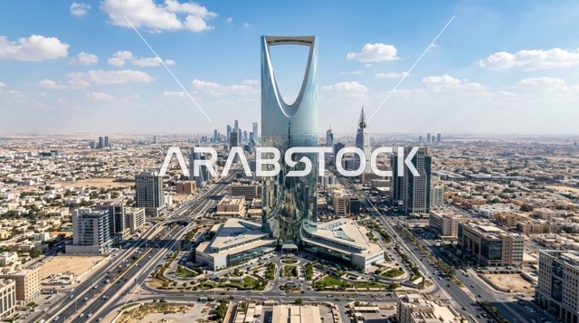أفق مدينة الرياض وبرج المملكة في السعودية بالنهار