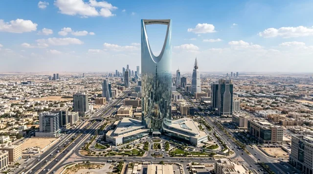 Kingdom Centre Riyadh Saudi Arabia Skyline Aerial View