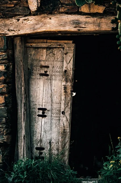 Traditional Wooden Door in Abha Saudi Arabia Stone House