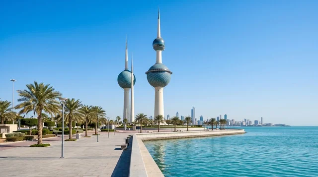 Kuwait Towers Waterfront Skyline at Daylight