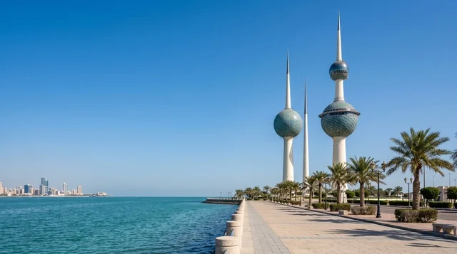 Kuwait Towers and Waterfront Promenade in Kuwait City