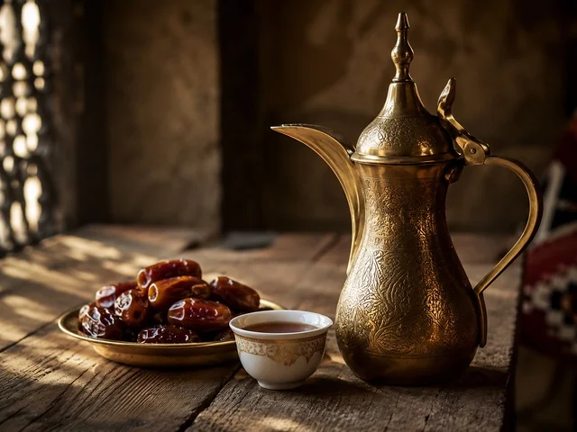 Traditional Arabic Dallah and Dates in Majlis Traditional Arabic Dallah and Dates in Majlis