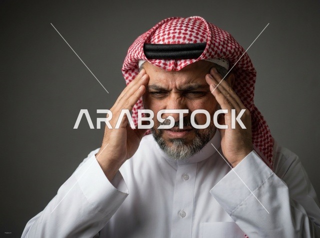 بورتريه لرجل سعودي يعاني من صداع حاد