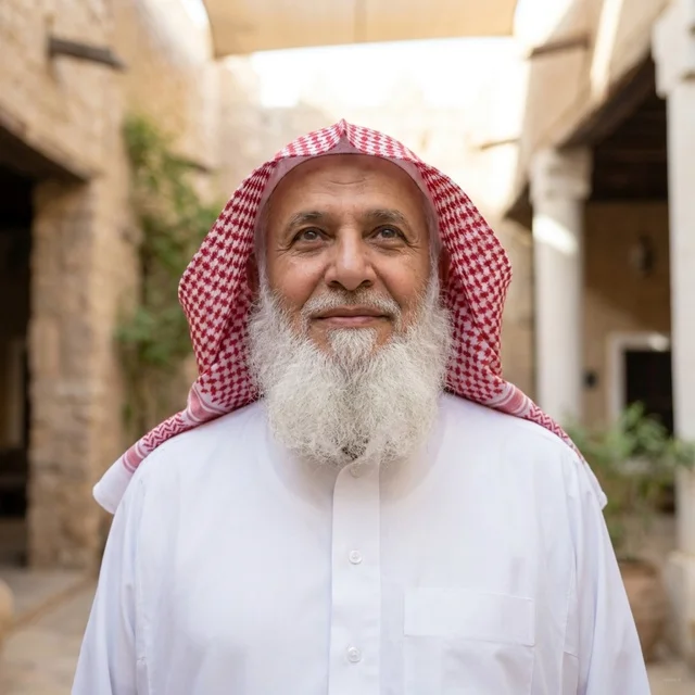 Elderly Saudi Man in Traditional Thobe and Shemagh