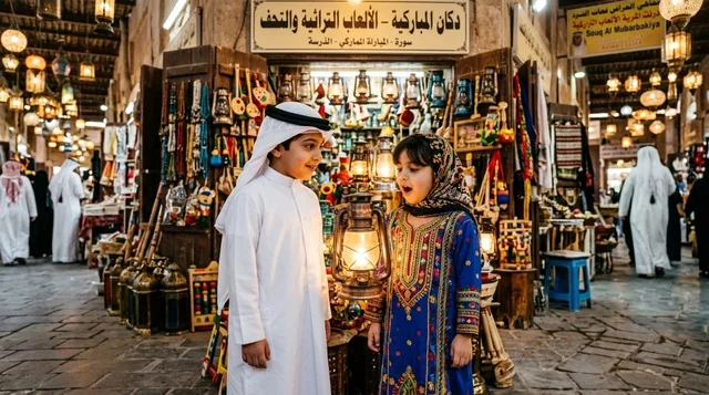 Kuwaiti Children in Souq Al-Mubarakiya Heritage Shop
