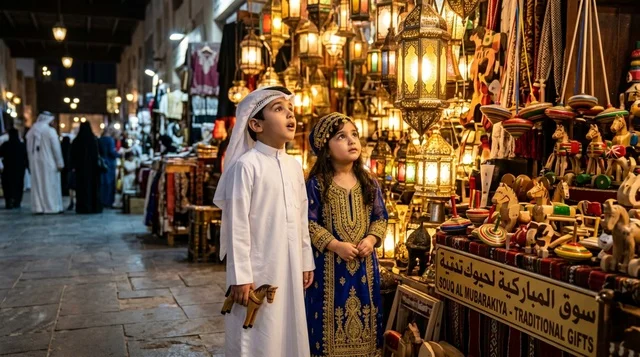 Kuwaiti Children at Souq Al Mubarakiya Heritage Shop