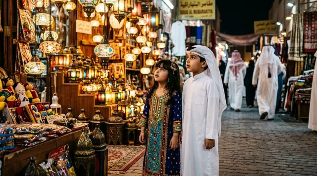 Kuwaiti Children at Souq Al Mubarakiya Heritage Shop
