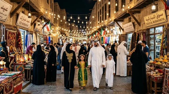 Kuwaiti Family at Souq Al Mubarakiya Night Market