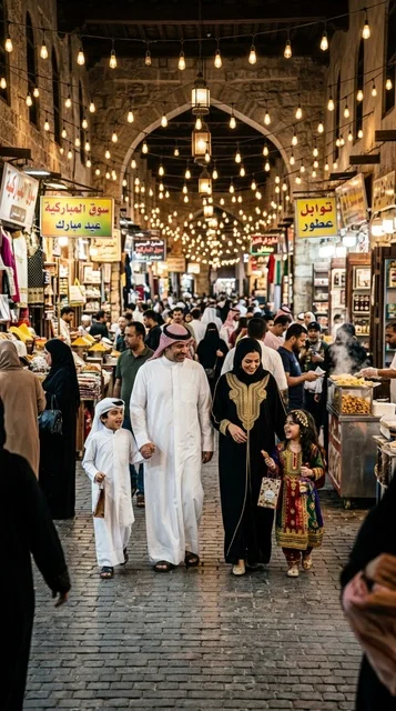 Kuwaiti Family at Souq Al-Mubarakiya Night Market