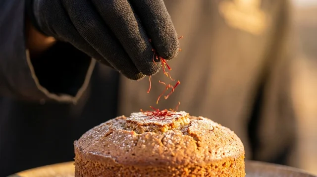 Saffron Sprinkled on Traditional Gers Ogaily Cake