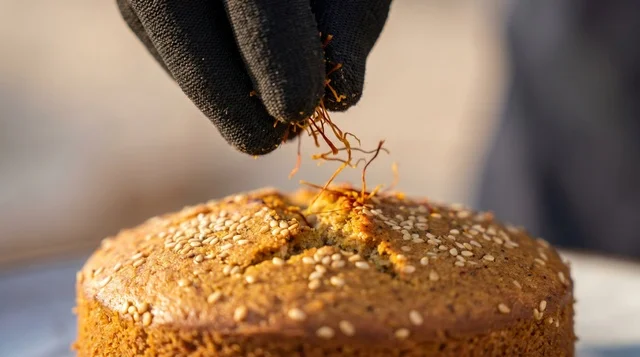 Saffron Sprinkled on Girs Ogaily Traditional Cake