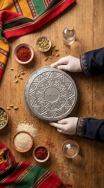 Kuwaiti Girs Ogaily Cake Ingredients Flat Lay