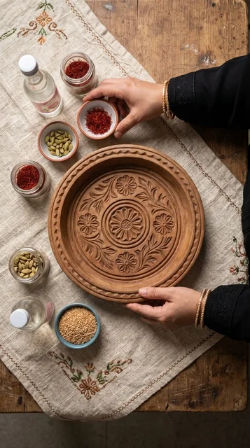 Traditional Gors Ogaily Kuwaiti Cake Ingredients Flat Lay