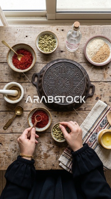 مكونات كيكة قرص العقيلي الكويتية تصوير علوي