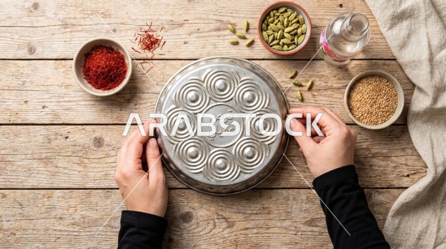 مكونات كيكة قرص العقيلي تصوير علوي