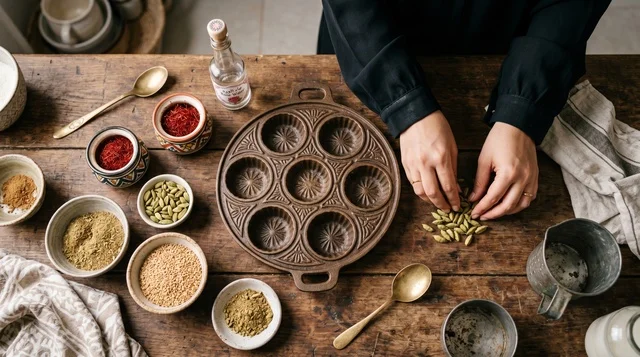 Preparation of Kuwaiti Girs Ogaily Cake Ingredients
