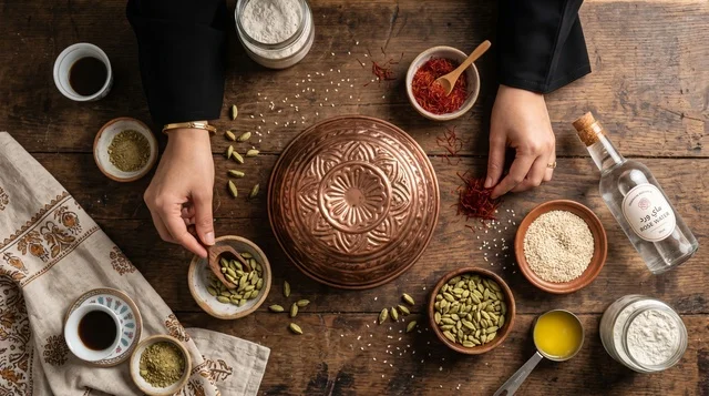 Kuwaiti Gars Ogaily Cake Ingredients and Copper Mold