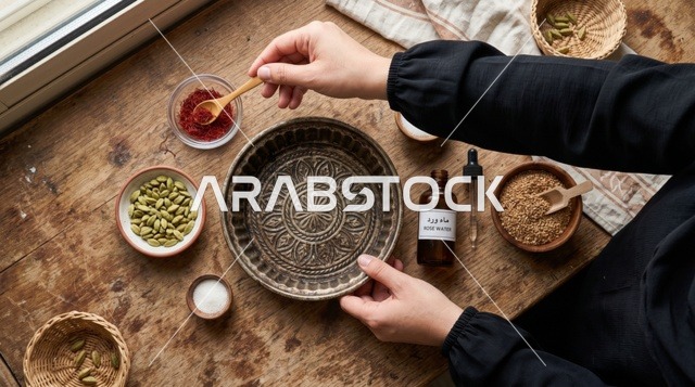مكونات تحضير كيكة قرص العقيلي الكويتية تصوير علوي