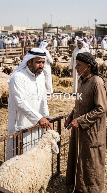 رجل كويتي يتفاوض في سوق الغنم الكويتي