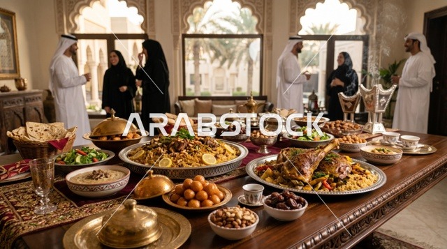 مائدة عيد الأضحى الإماراتية مع المجبوس والعائلة