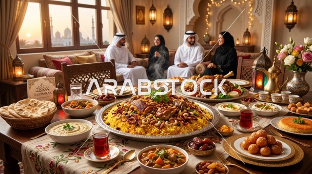 مائدة عيد الأضحى الإماراتية التقليدية مع المكبوس