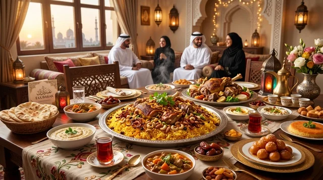 Emirati Eid Al Adha Feast Table with Machboos