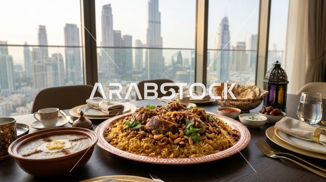 مائدة عيد الأضحى الإماراتية في دبي مع المكبوس