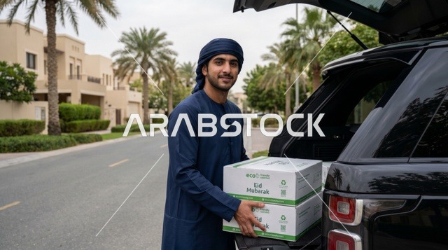 شاب إماراتي يجهز صناديق تبرعات عيد الأضحى في الإمارات