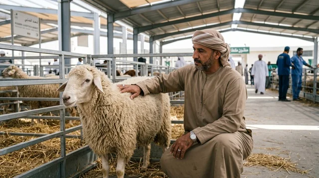 Emirati Man Dubai Livestock Market Eid Sheep