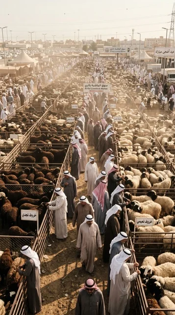سوق الري للمواشي في الكويت وازدحام حظائر الأغنام