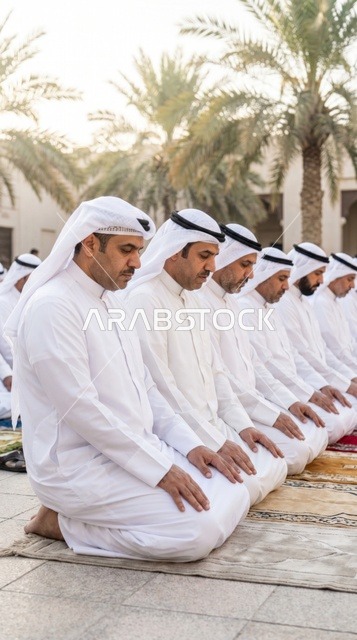 رجال كويتيون يؤدون صلاة العيد في الخارج