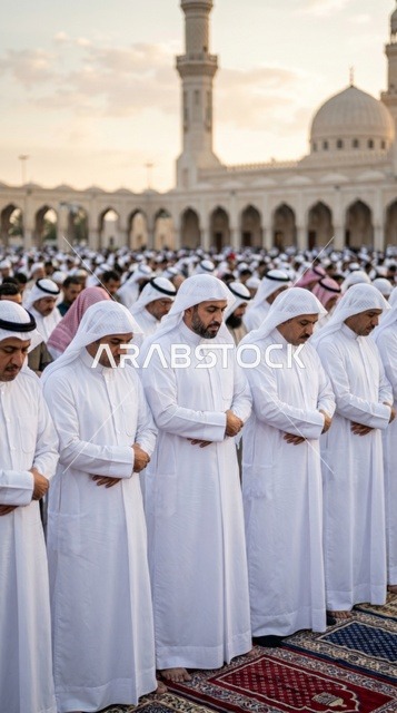 رجال كويتيون يؤدون صلاة العيد في المسجد