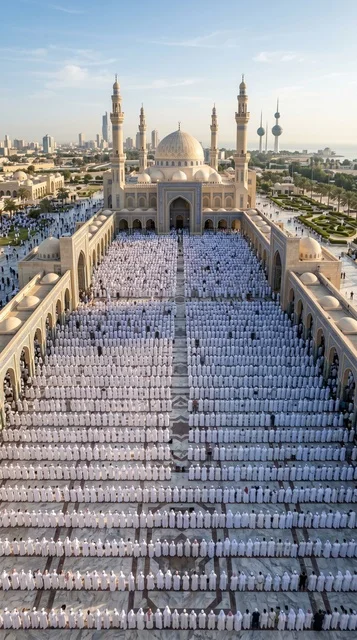 صلاة عيد الأضحى في المسجد الكبير بالكويت تصوير جوي