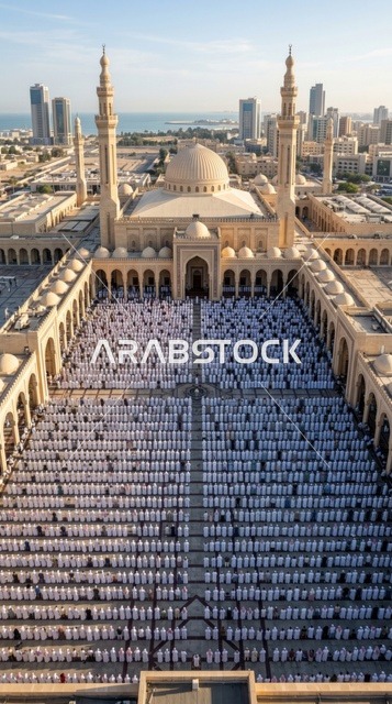 تصوير جوي للمسجد الكبير بالكويت صلاة العيد
