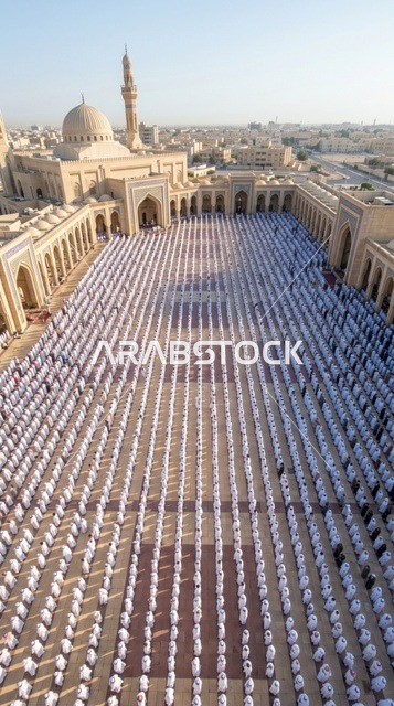 تصوير جوي لصلاة العيد في المسجد الكبير بالكويت