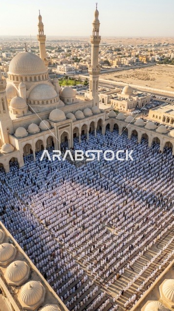 تصوير جوي لصلاة العيد في المسجد الكبير بالكويت