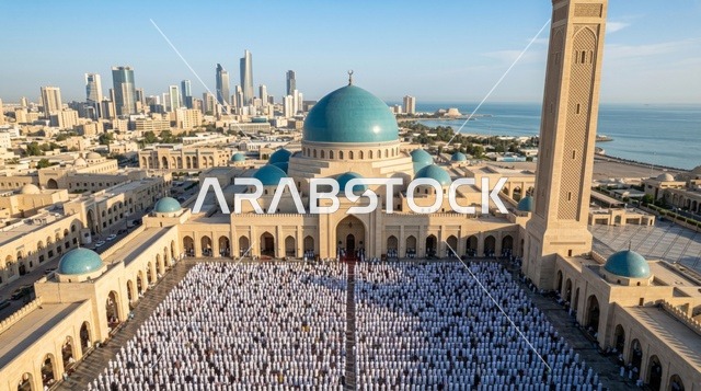 صلاة العيد في المسجد الكبير بالكويت تصوير جوي