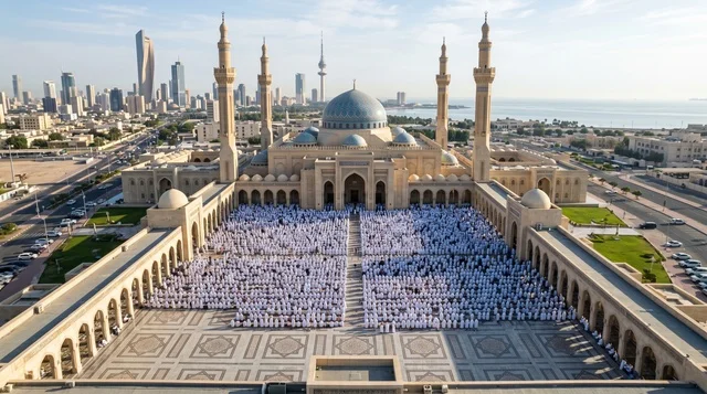 Grand Mosque Kuwait Eid Al-Adha Prayer Aerial View