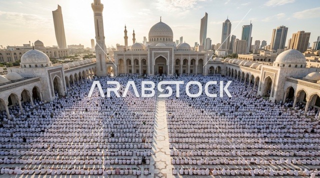 تصوير جوي لصلاة العيد في المسجد الكبير بالكويت