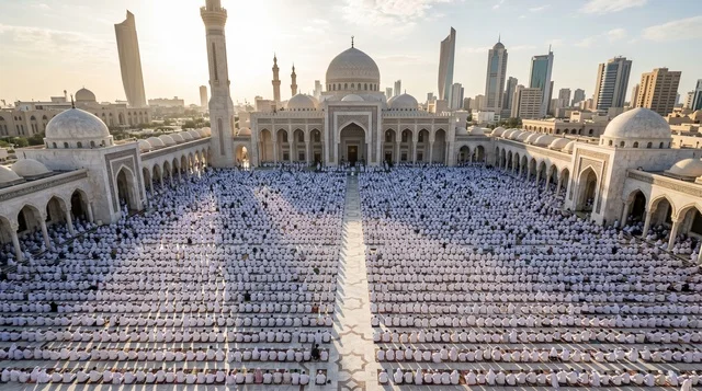 Grand Mosque Kuwait Eid Prayer Aerial View