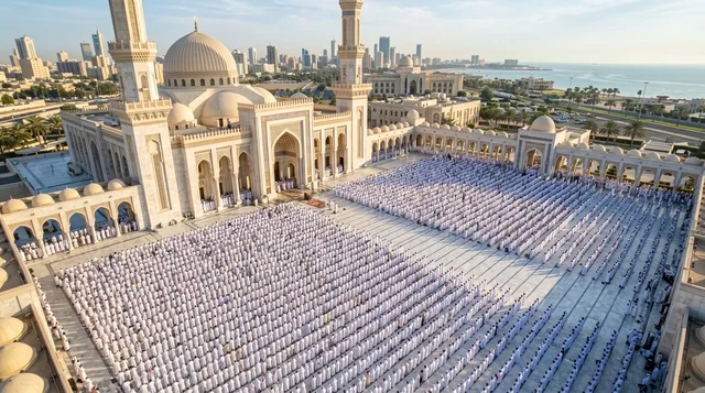 Grand Mosque Kuwait Eid Al Adha Prayer Aerial View