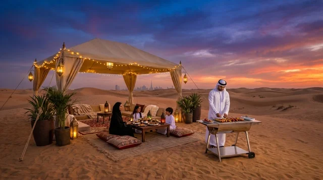 Emirati Family Barbecue at Luxury Dubai Desert Camp