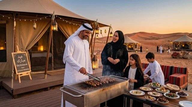 Emirati Family Grilling at Dubai Luxury Desert Camp