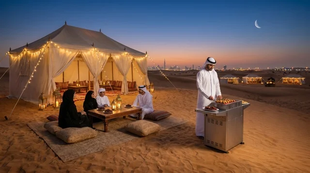 Emirati Family BBQ at Luxury Dubai Desert Camp Night