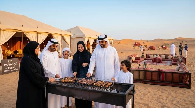Emirati Family Grilling at Dubai Desert Luxury Camp Emirati Family Grilling at Dubai Desert Luxury Camp