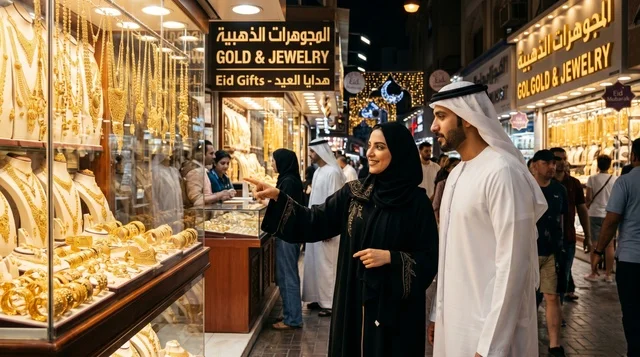 Emirati Couple Shopping at Dubai Gold Souq
