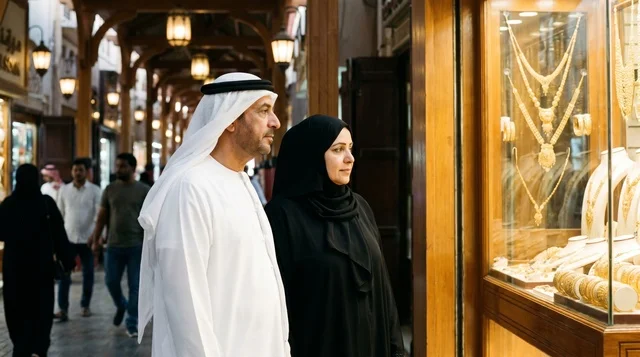 تسوق الزوجين الإماراتيين في سوق الذهب بدبي للعيد