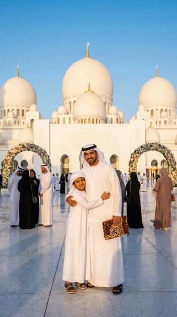 Emirati Father and Son at Sheikh Zayed Mosque Abu Dhabi