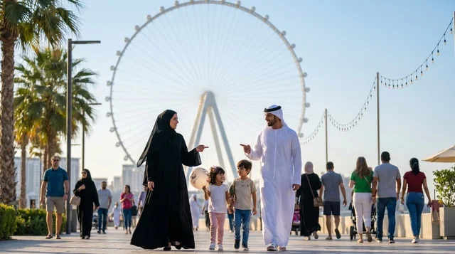 عائلة إماراتية في جزيرة بلوواترز عند عين دبي